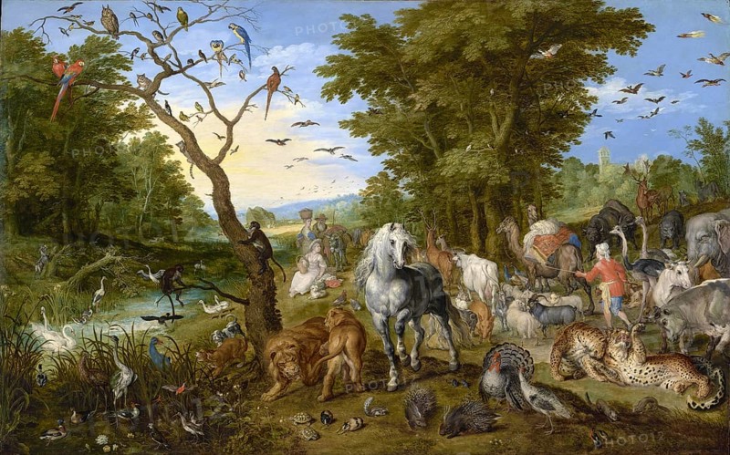 The Entry of the Animals into Noah's Ark, 1613, The Noah's Ark was, according to the biblical Book of Genesis, a buoyant box built by the patriarch Noah, Painting by Jan Brueghel the Elder, Historic, digitally restored reproduction from an original of the period