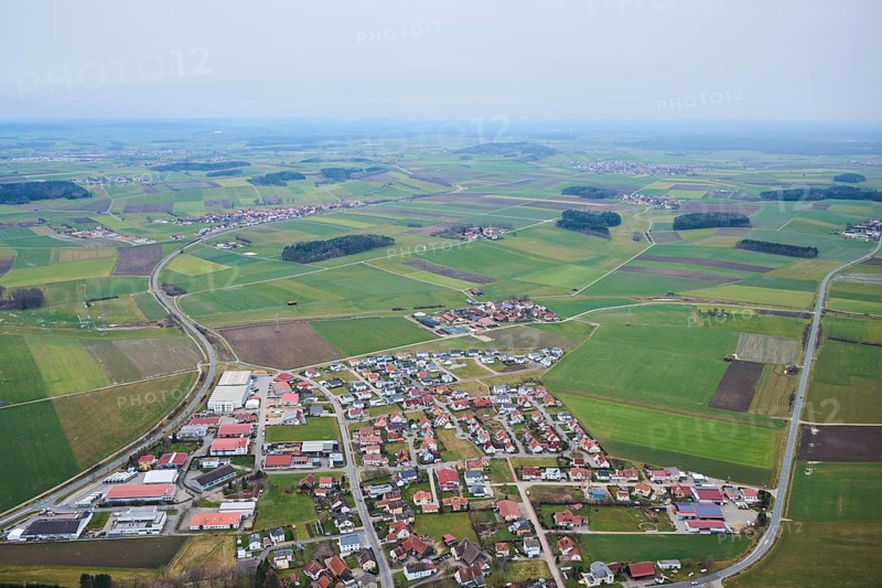 Aerial view of the area around Neumarkt in der Oberpfalz, Bavaria, Germany, Europe