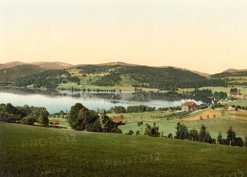 Lake Titisee in the Black Forest, Baden-Württemberg, Historic, digitally enhanced reproduction of a photochrome print from 1898