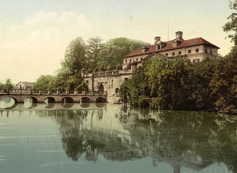 Pyrmont Castle, Bad Pyrmont, Lower Saxony, Historic, digitally enhanced reproduction of a photochrome print from 1898