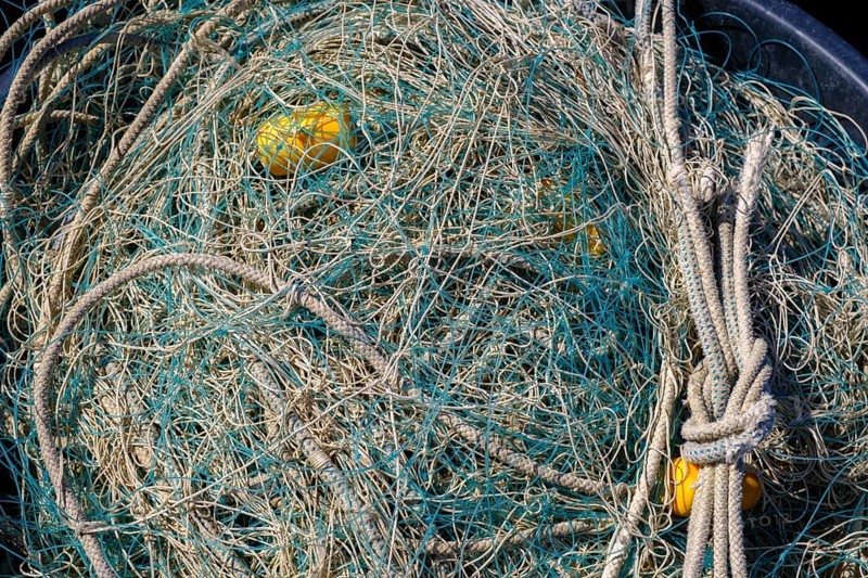 Fishing nets in Portlligat, Cadaqués, Catalonia, Spain, Europe