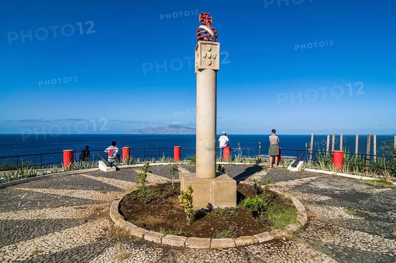 Soldiers' commemorative with view to sea. San Felipe. Vulcano Fogo. Fogo. Cabo Verde. Africa