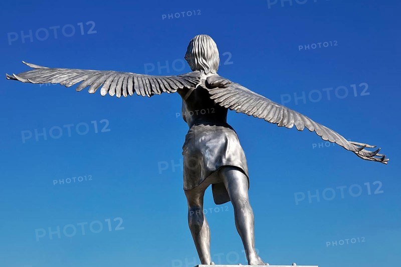 Aluminium sculpture Bird Woman by Lucy and Jorge Orta, Emscherkunst, Dortmund, Ruhr Area, North Rhine-Westphalia, Germany, Europe