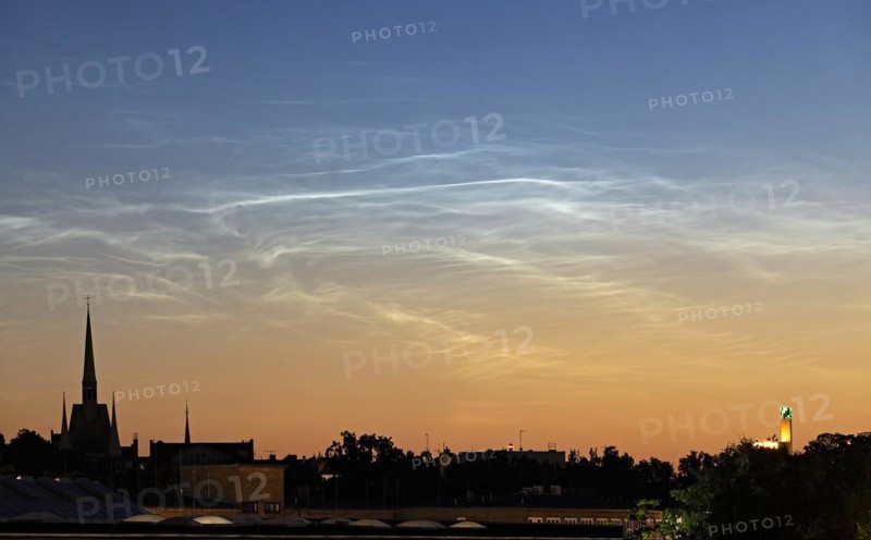 Noctilucend Clouds, NLC, during the twilight phase in the evening, Berlin, Germany, Europe
