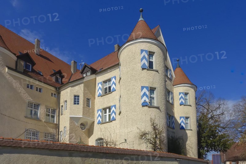 Wilfingen Castle, hunting lodge, windows, shutters, architecture, Wilflingen, municipality of Langenenslingen, Baden-Württemberg, Germany, Europe