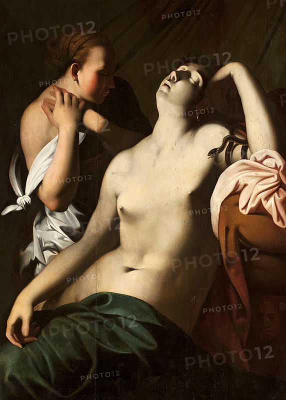 Pharaoh Cleopatra VII born 69 B.C., died 12 August 30 B.C., ruled Egypt as the last queen of the Macedonian-Greek dynasty of the Ptolemies from 51 B.C. to 30 B.C., Cleopatra's death by the bite of the serpent, Painting by Rosso Fiorentino, Historical, digitally restored reproduction from an original of the period