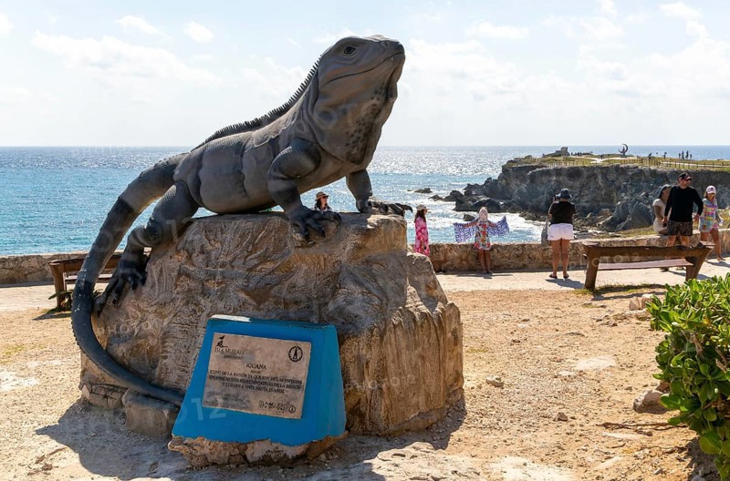 Iguana sculpture, Punta Sur, Isla Mujeres, Caribbean Coast, Cancun, Quintana Roo, Mexico, Central America