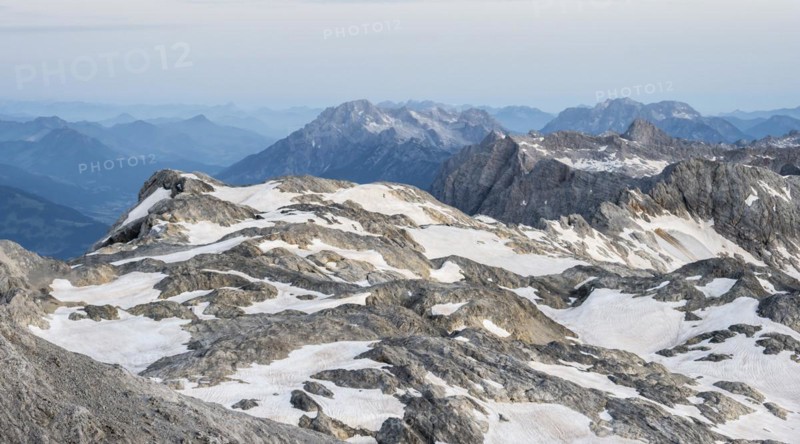 Remnants of snow, high alpine landscape, Übergossene Alm, Berchtesgaden Alps, Salzburger Land, Austria, Europe