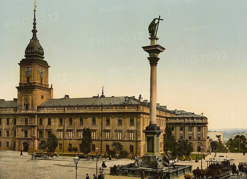 The Royal Castle in Warsaw, Poland, c. 1890, Historic, digitally enhanced reproduction of a photochrome print from 1895, Europe
