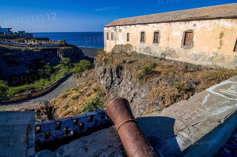 Cannon from colonial time at coast. San Felipe. Vulcano Fogo. Fogo. Cabo Verde. Africa