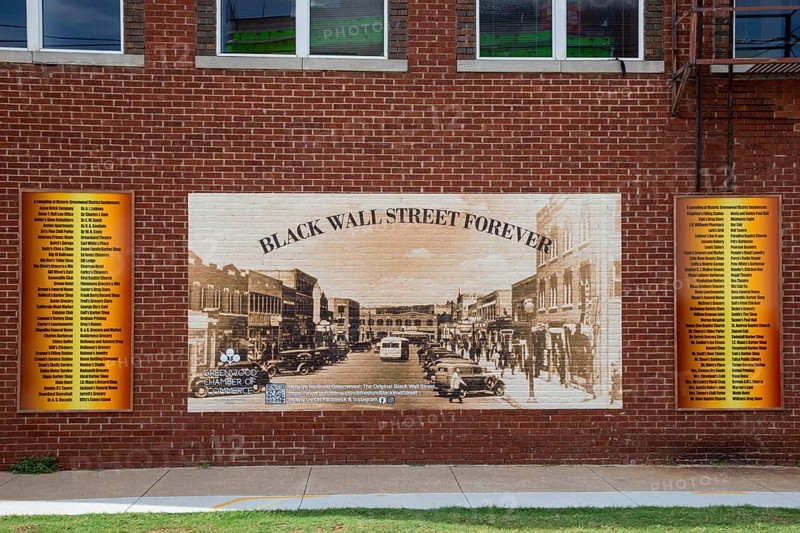 Tulsa, Oklahoma, The Greenwood District, known as the Black Wall Street. It was burned to the ground with many African-Americans killed in the 1921 Tulsa race massacre