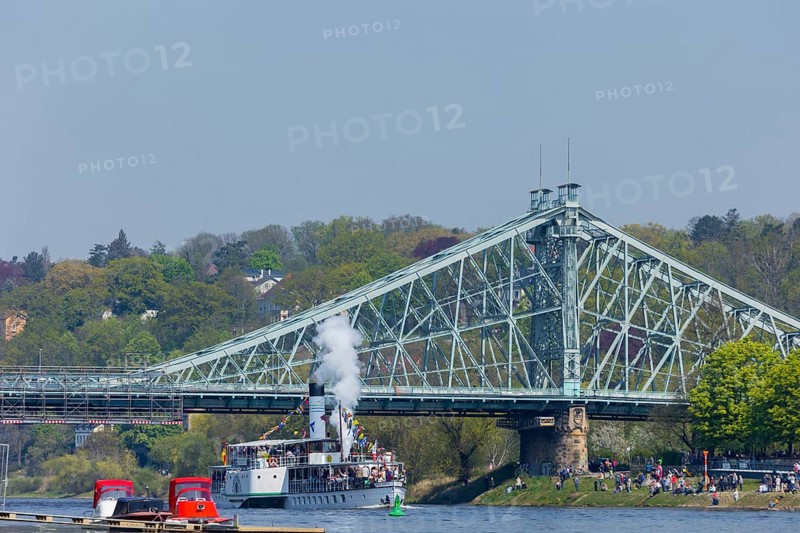 Steamship parade of the historic paddle steamers at blauen Wunder