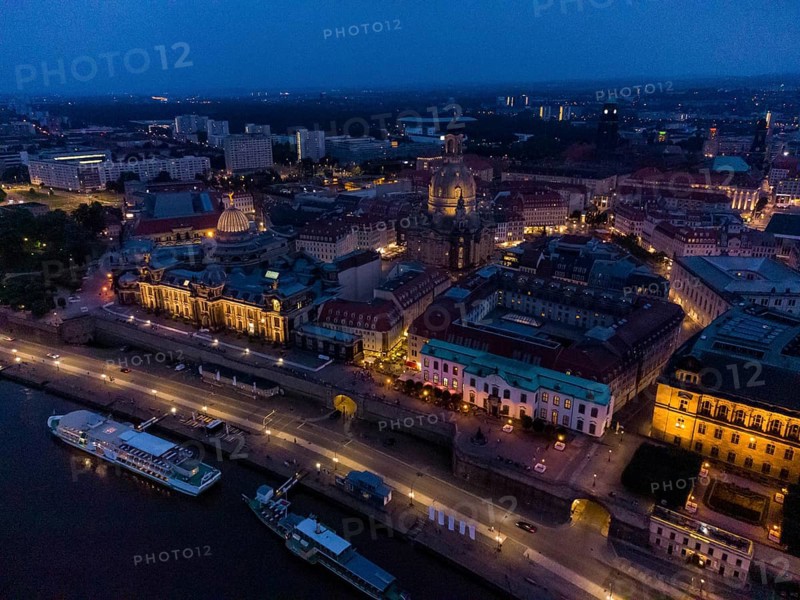 Old Town of Dresden Illuminated in the Evening