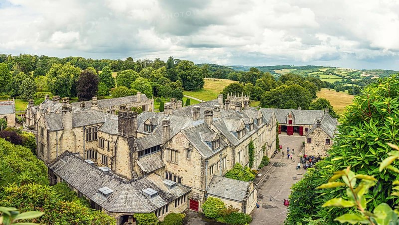 Panorama of Lanhydrock House and Garden, Bodmin, Cornwall, England, UK