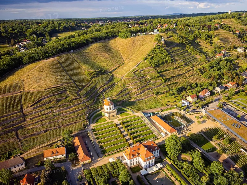 Wackerbarth Castle, originally Wackerbarths Ruh', is a Baroque castle surrounded by vineyards in the Radebeul district of Niederlössnitz on the road to Meissen, which serves as the seat of the Saxon State Winery. The winery belongs to the single vineyard Radebeuler Johannisberg within the large vineyard Lössnitz and is located in the listed historical vineyard landscape Radebeul