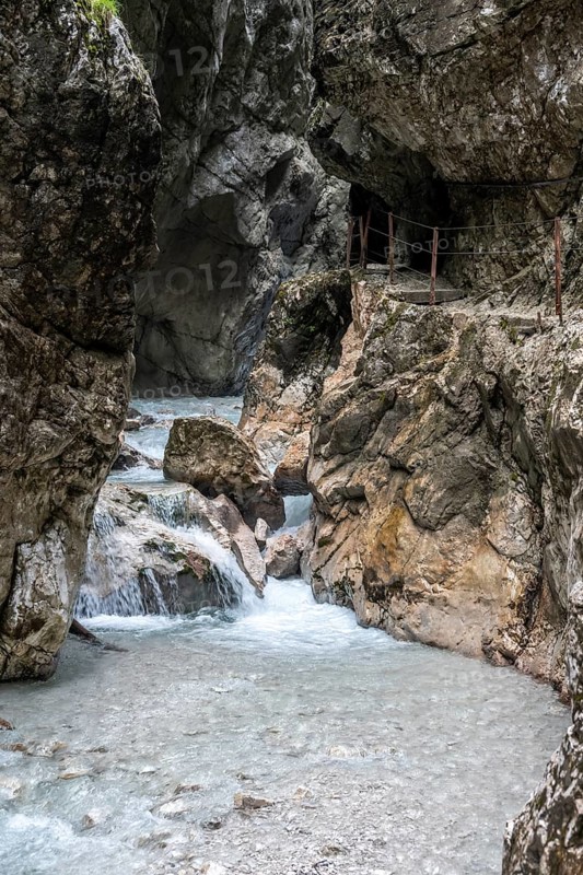 Hammersbach flows through Höllentalklamm, near Garmisch-Partenkirchen, Werdenfelser Land, Upper Bavaria, Bavaria, Germany, Europe