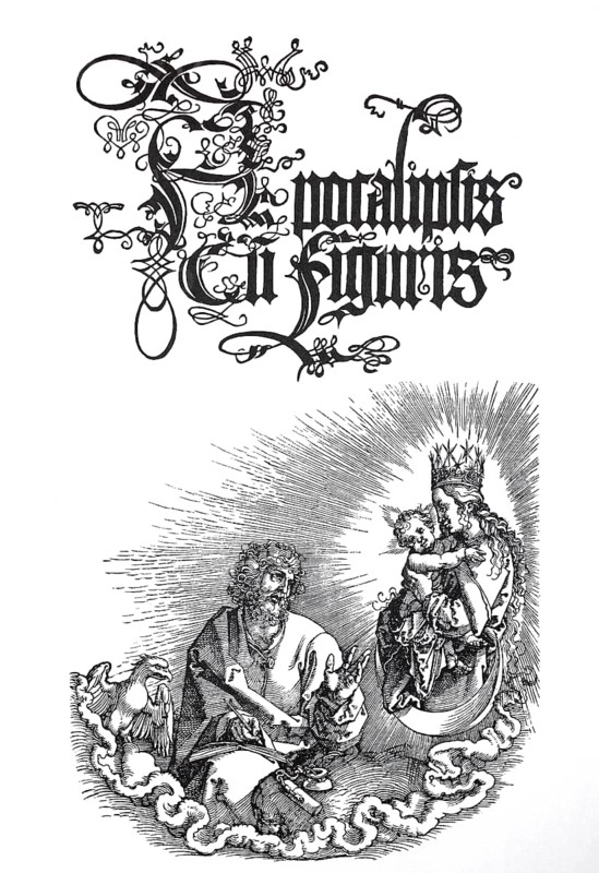 Picture cycle The Apocalypse in book form with new title page, woodcut by Albrecht Dürer, historical, digitally improved reproduction of an old woodcut