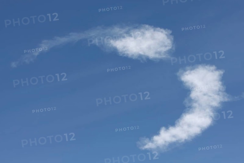 Exhaust vortex of an aeroplane in the sky, Müritz National Park, Mecklenburg-Western Pomerania, Germany, Europe