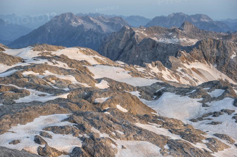 Remnants of snow, high alpine landscape, Übergossene Alm, Berchtesgaden Alps, Salzburger Land, Austria, Europe