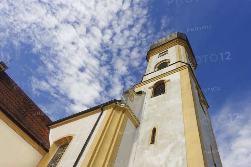 St. John Nepomuk, Catholic church, church tower, sacred building, Wilflingen, Langenenslingen parish, Baden-Württemberg, Germany, Europe
