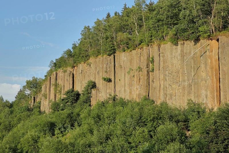 Organ pipes with basalt columns, Scheibenberg, rock, rock formations, rock, cliffs, rock face, landscape, tourist attraction, nature, stone wall, vertical, Middle Ore Mountains, Erzgebirge, Saxony, Germany, Europe
