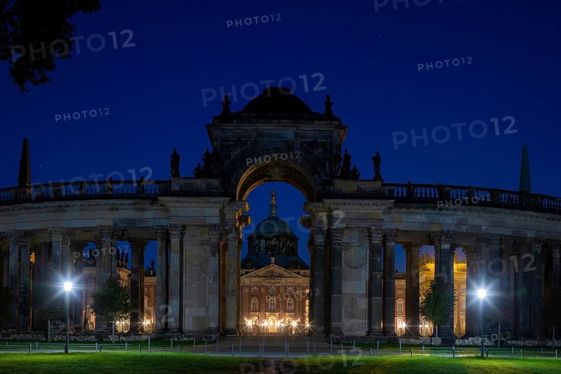 Park Sanssouci is part of the Potsdam palace park ensemble. Colonnade with Triumphal Gate