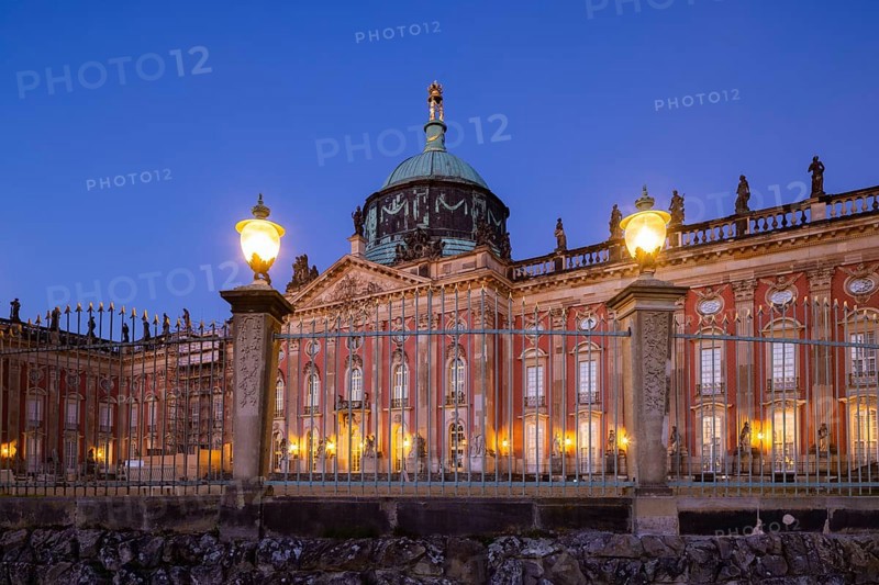 Park Sanssouci is part of the Potsdam palace park ensemble. The New Palace is a palace on the west side of Sanssouci Park in Potsdam. Construction began in 1763 after the end of the Seven Years' War under Frederick the Great and was completed in 1769