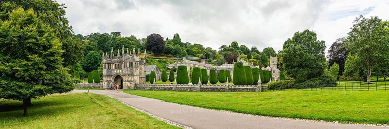 Panorama of Lanhydrock House and Garden, Bodmin, Cornwall, England, UK