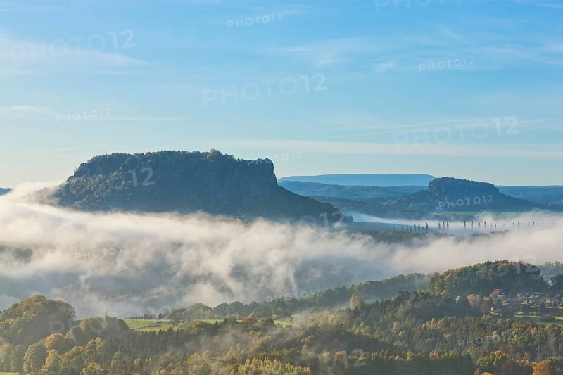 Lilienstein in the morning mist