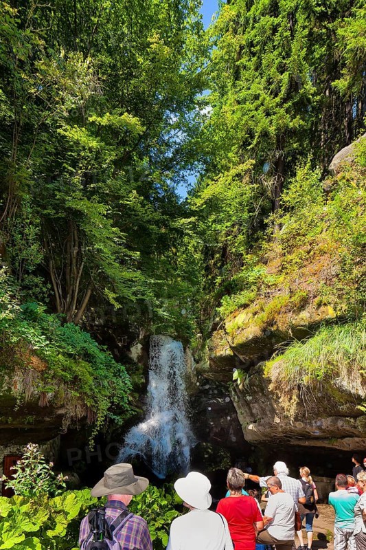 The Lichtenhain waterfall is a remodelled waterfall of the Lichtenhain village stream over sandstone rocks shortly in front of it flows into the Kirnitzsch. It is located south of Lichtenhain (town of Sebnitz) in Saxon Switzerland