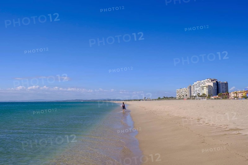 Sandy beach beach, Empuriabrava, Gulf of Roses, near Girona, Catalonia, Costa Brava, Spain, Europe