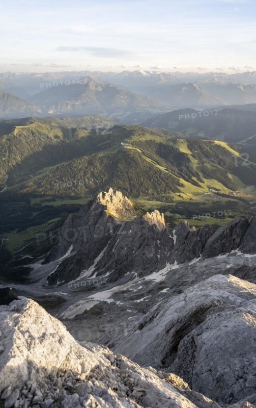 Taghaube, Grandlspitz, Mühlbacher Turm, Dramatic Mountain Landscape, View from Hochkönig, Salzburger Land, Austria, Europe