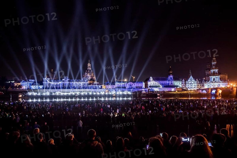 Light and Fire Shohw for the Day of German Unity in Dresden