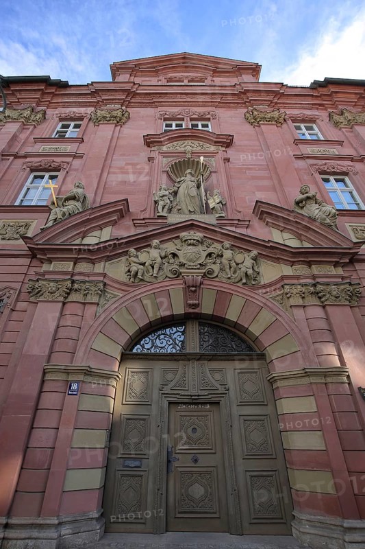 Building and portal of the episcopal seminary, Würzburg, Lower Franconia, Franconia, Bavaria, Germany, Europe
