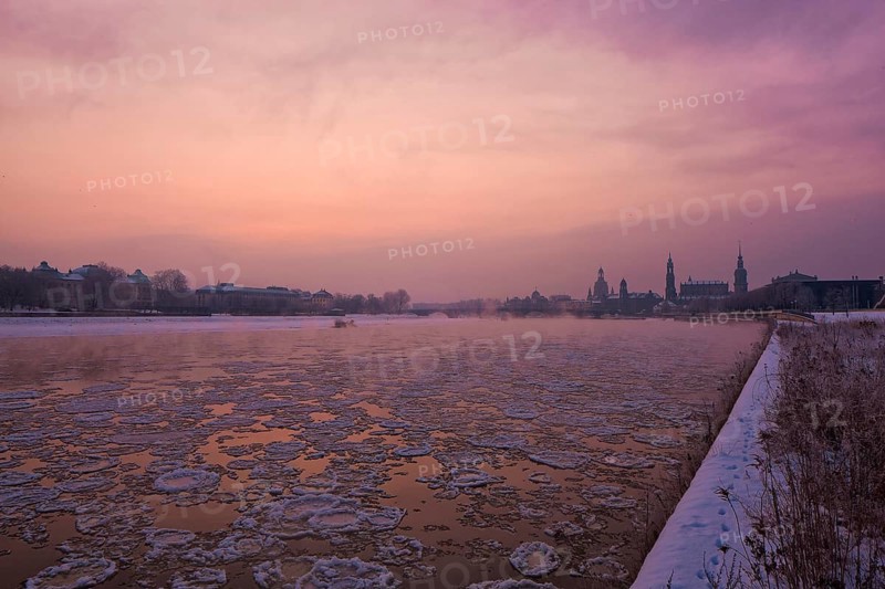 Dresden morning fog over the Elbe