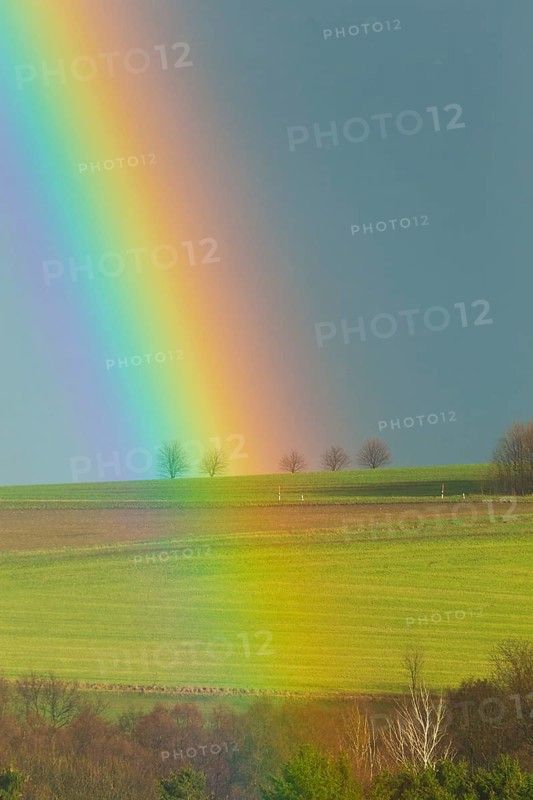 Rainbow on the outskirts of Dresden, the changeable weather already brings the harbingers of April, after cooling down rain and storm followed