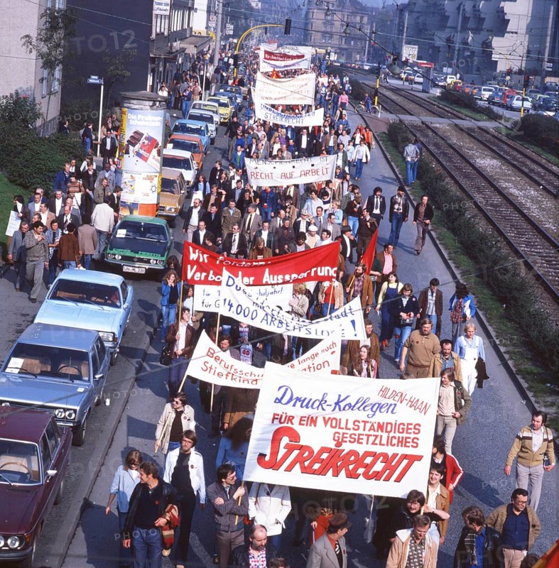 DEU, Germany: The historical slides from the times 80-90s, Dortmund. DGB demonstration against unemployment and for the right to strike 90s