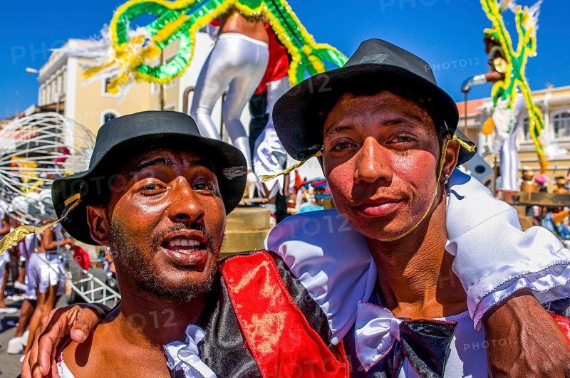 Young, costumed people have fun at Carnival. Mindelo. Cabo Verde. Africa