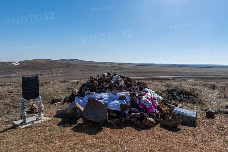 Mongol monument in the steppe of eastern Kazakhstan