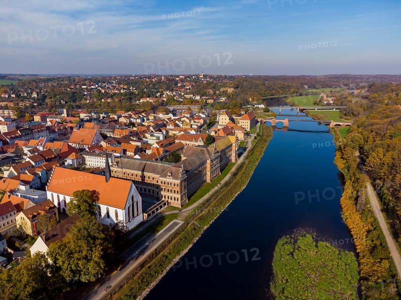 Grimma on the Mulde with the two bridges