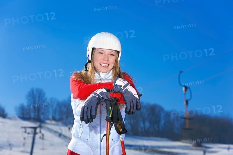 Young woman in winter in Geising