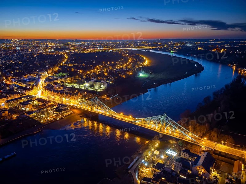 Elbe Bridge Blue Wonder in the Evening