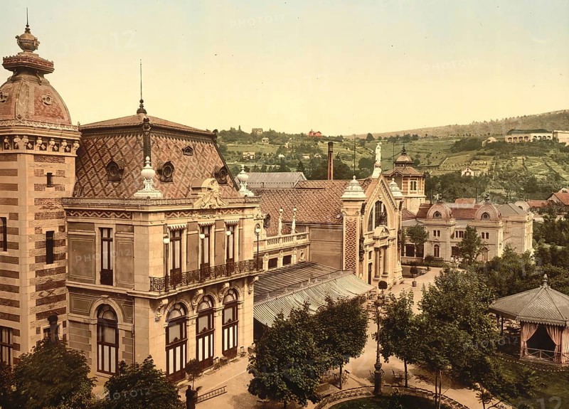 Salt Baths of Besancon, Bourgogne-Franche-Comte, France, c. 1890, Historic, digitally enhanced reproduction of a photochrome print from 1895, Europe