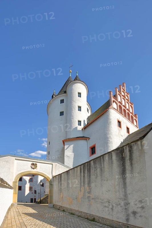 Entrance to the medieval castle, landmark, Schwarzenberg, Westerzgebirge, Erzgebirge, Saxony, Germany, Europe