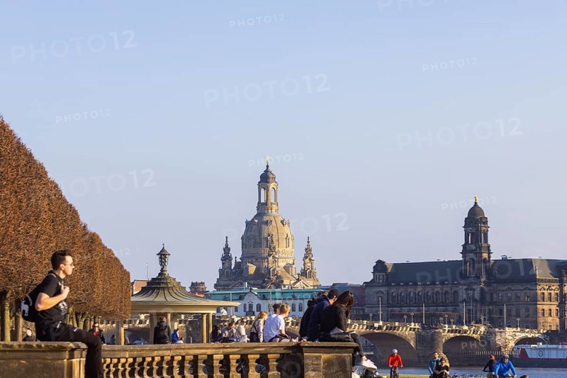 On the banks of the Elbe in Neustadt View of Dresden's Old Town