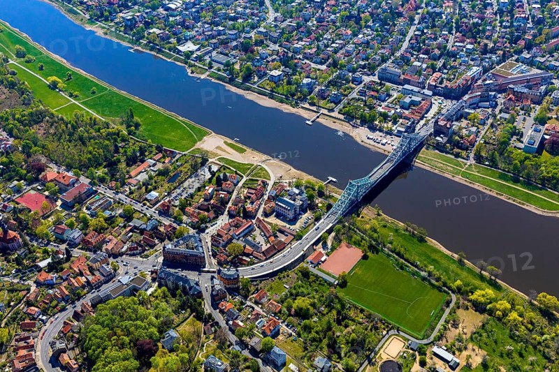 Dresden Loschwitz with Körnerplatz and Blue Wonder