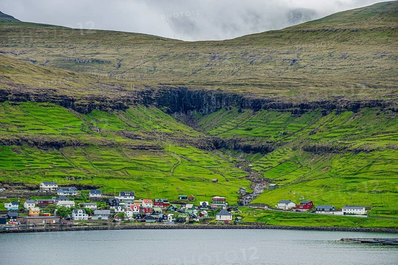 Little village perched on the hills of Streymoy, Faroe islands, Denmark, Europe