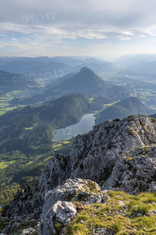 Hintersteiner Lake in the mountains, view from Schaffauer, Wilder Kaiser, Tyrol, Austria, Europe