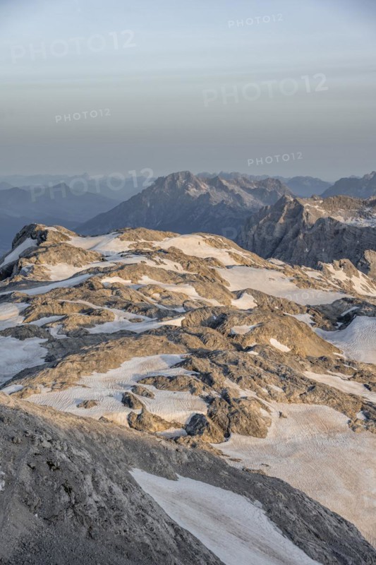 Remnants of snow, high alpine landscape, Übergossene Alm, Berchtesgaden Alps, Salzburger Land, Austria, Europe