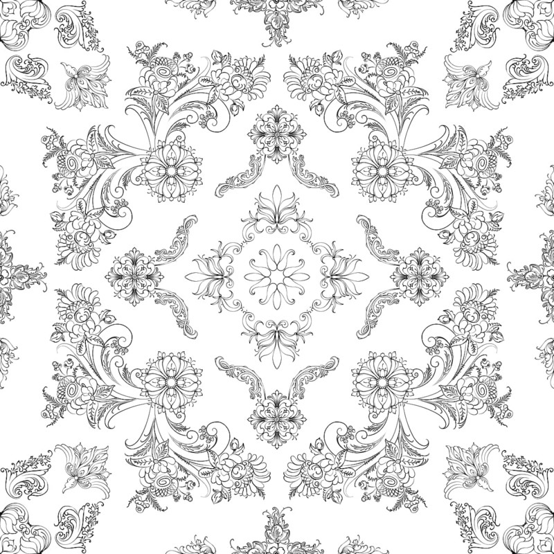 Hand drawn seamless floral pattern on a white background, vector textile template